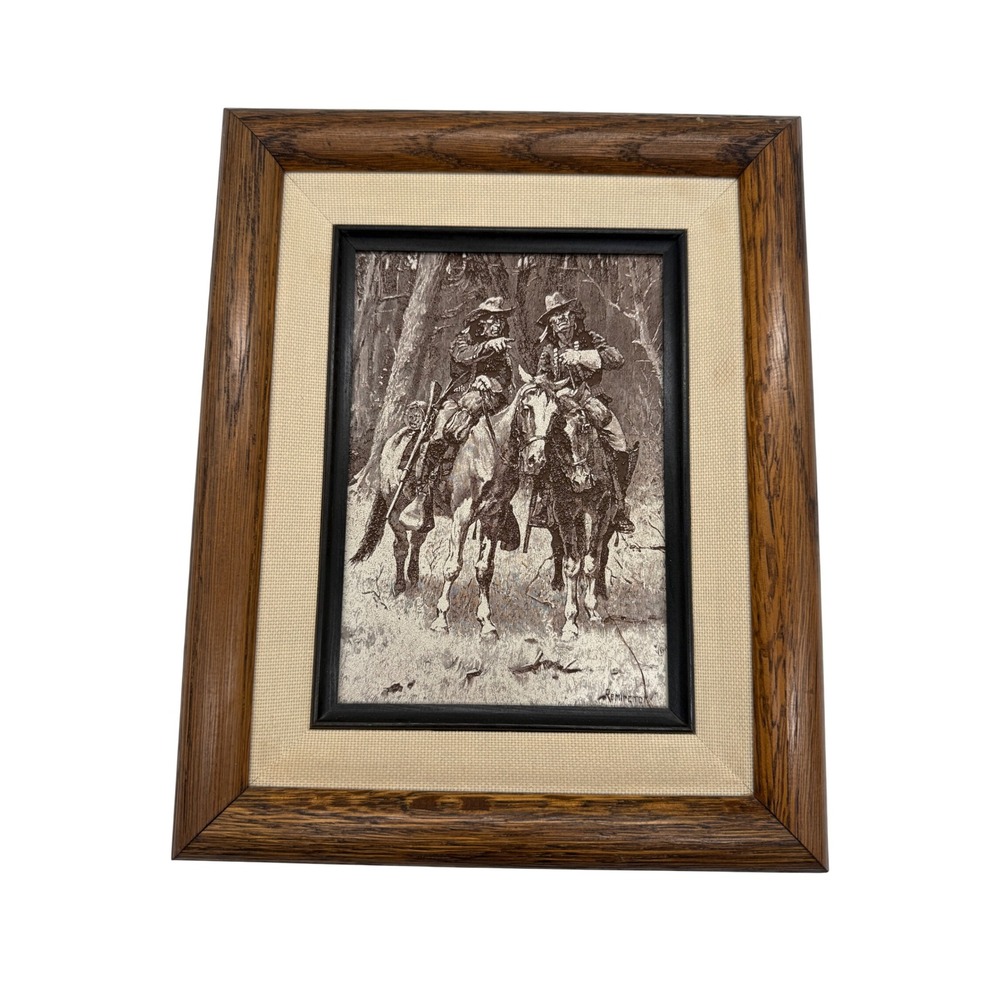 Vintage 1970s Frederic Remington "Cheyenne Scouts" Embossed Vintage Framed Print - Picture 10 of 10